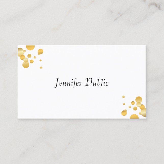 Elegantes einfaches Template Gold Confetti Modern Visitenkarte (Vorderseite)