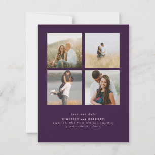 Elegantes Einfaches und Niedliches Vier-Foto Save  The Date