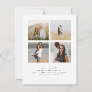 Elegantes Einfaches und Niedliches Vier-Foto Save  The Date
