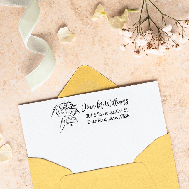 Elegantes Einhorn, benutzerdefinierte Rücksendeadr Gummistempel (Von Creator hochgeladen)