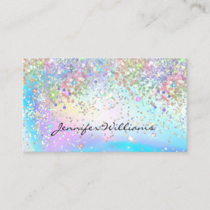 Elegantes Einhorn Holografisches Glitter Funkeln Visitenkarte