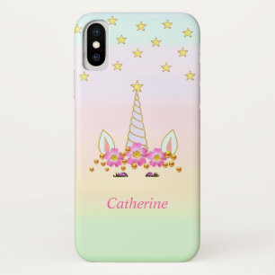 Elegantes Einhorn, Sterne, Blumen & goldenes Konfe Case-Mate iPhone Hülle