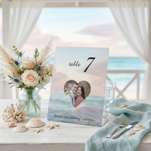 Elegantes einzigartiges Beach Foto Hochzeit Tischn Sockelschild