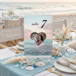 Elegantes einzigartiges Beach Foto Hochzeit Tischn Tischnummer