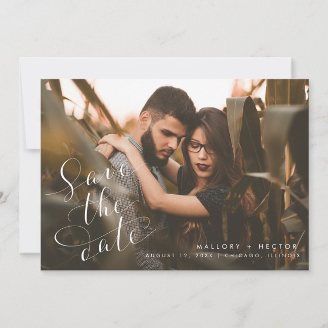 Elegantes einzigartiges Foto Hochzeit speichern Si Save The Date (Vorderseite)
