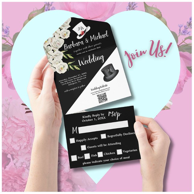 Elegantes, einzigartiges Schwarz-Weiß-Foto All In One Einladung (Von Creator hochgeladen)