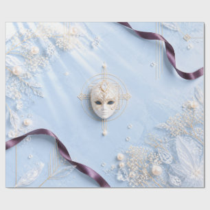 Elegantes Eisblau-Maskenball-Weihnachtspapier Geschenkpapier