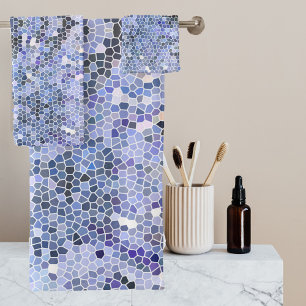 Elegantes eisblaues Mosaik Badhandtuch Set