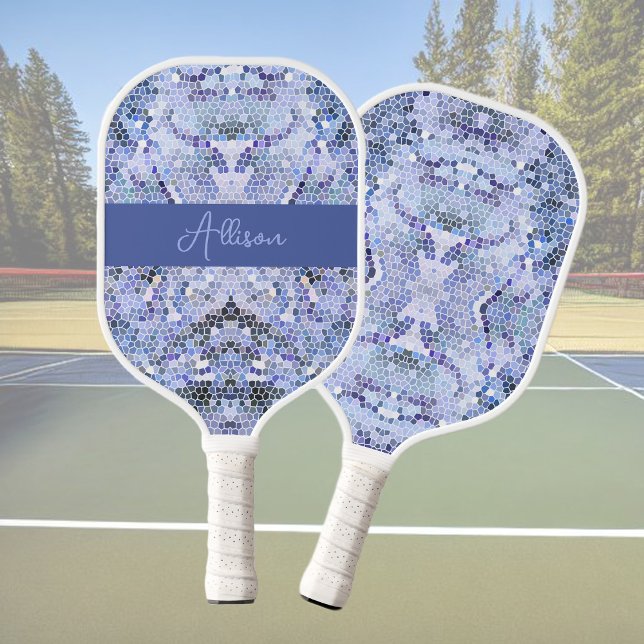 Elegantes eisblaues Mosaik, moderner Brauch Pickleball Schläger (Von Creator hochgeladen)
