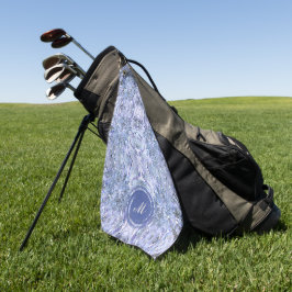 Elegantes eisblaues Mosaik, modernes Monogramm Golfhandtuch