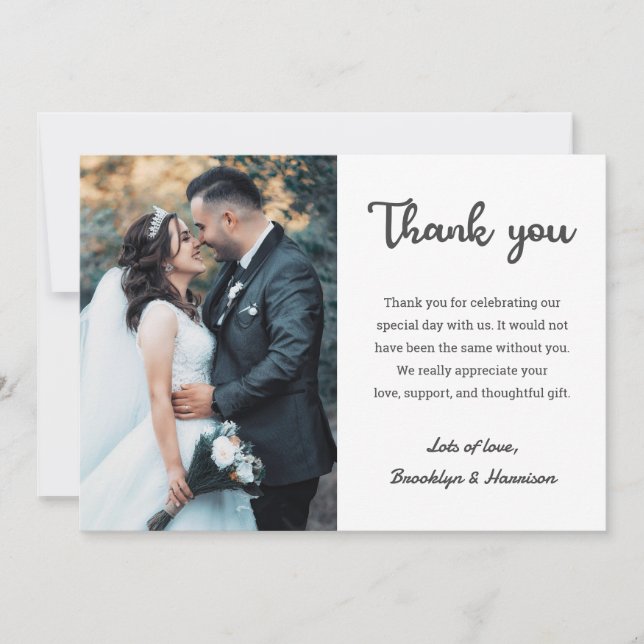 Elegantes, elegantes Foto für Hochzeitsfeiern und  Dankeskarte (Vorderseite)