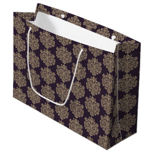 Elegantes elegantes goldfarbenes Damastmuster Große Geschenktüte