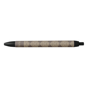 Elegantes elegantes goldfarbenes Damastmuster Kugelschreiber