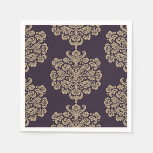Elegantes elegantes goldfarbenes Damastmuster Serviette