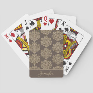 Elegantes elegantes goldfarbenes Damastmuster Spielkarten