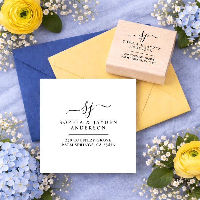 Elegantes elegantes Hochzeitsmonogramm Gummistempel (Von Creator hochgeladen)