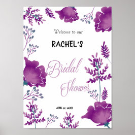 Elegantes elegantes Watercolor Lila PflaumenBrautp Poster