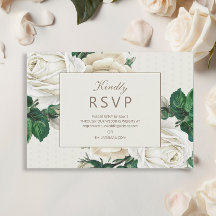 Elegantes Elfenbein-Creme-Blumen-Hochzeits-RSVP