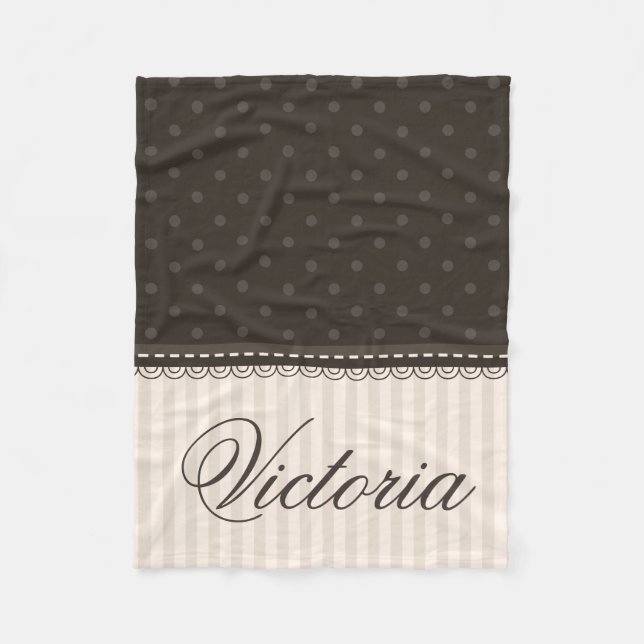 Elegantes Elfenbein-fertigen beige Brown-Tupfen Fleecedecke (Vorderseite)