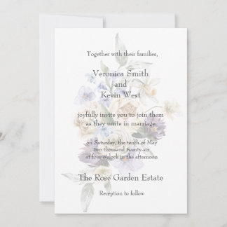 Elegantes Elfenbein, Lavendel & Blauer 12x18 einla Einladung
