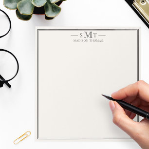 Elegantes Elfenbein-Minimalistisches Dreibuchstabe Notizblock