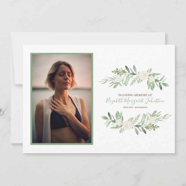 Elegantes Elfenbein mit Blumen in liebevollem Dankeskarte (Vorderseite)