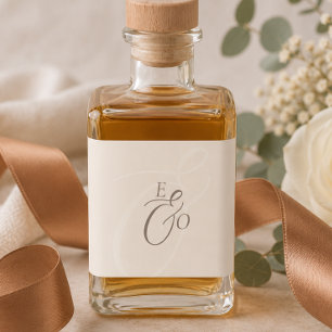 Elegantes Elfenbein-Monogramm Gedämpfte braune Hoc Alkoholflaschenetikett