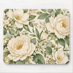 Elegantes Elfenbein-Pfingstrosen-Mauspad Mousepad