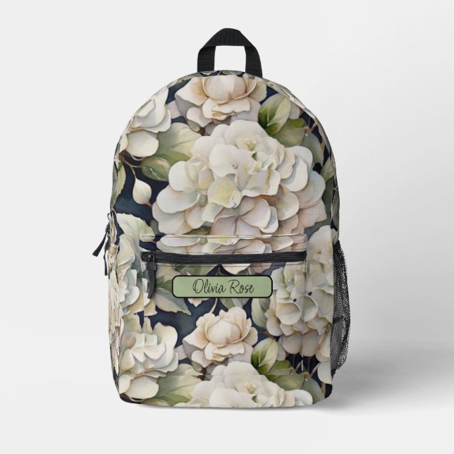Elegantes Elfenbein, rosa grüne Marine, Aquarellbl Bedruckter Rucksack (Vorderseite)