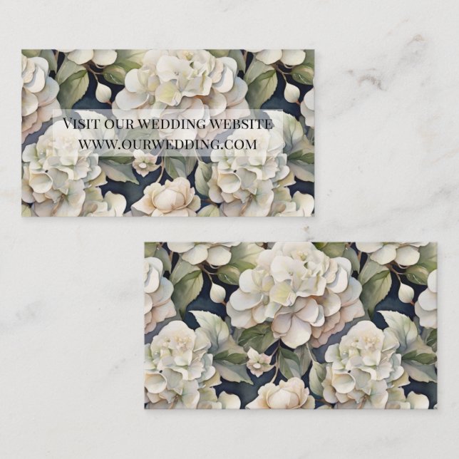 Elegantes Elfenbein, rosa grüne Marine, Aquarellbl Begleitkarte (Vorne/Hinten)