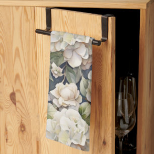 Elegantes Elfenbein, rosa grüne Marine, Aquarellbl Geschirrtuch