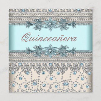 Elegantes Elfenbein und Aquamarines blaues Quincea Einladung