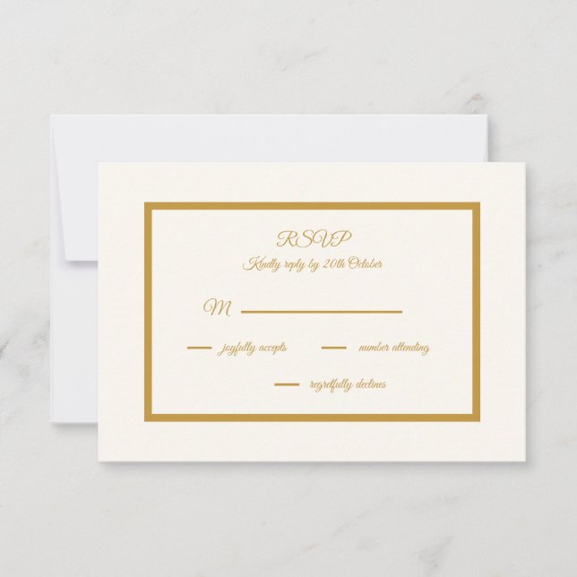 Elegantes Elfenbein und Gold RSVP Karte (Vorderseite)
