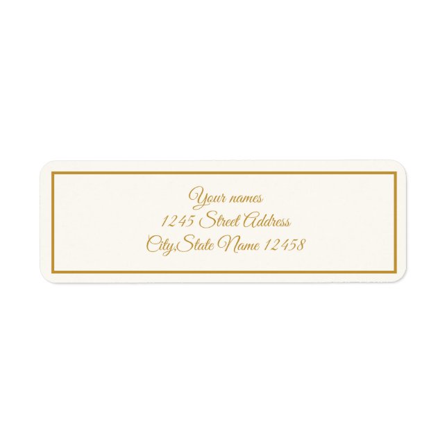 Elegantes Elfenbein und    Goldlabel (Vorne)