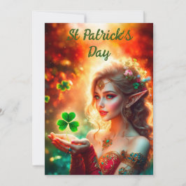 Elegantes Elfmädchen St Patrick's Day Blumensonne Feiertagskarte