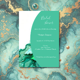 elegantes Emerald Aquamarin Marble Watercolor Brau Einladung