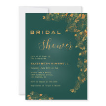 Elegantes Emerald Green Gold Floral Brautparty