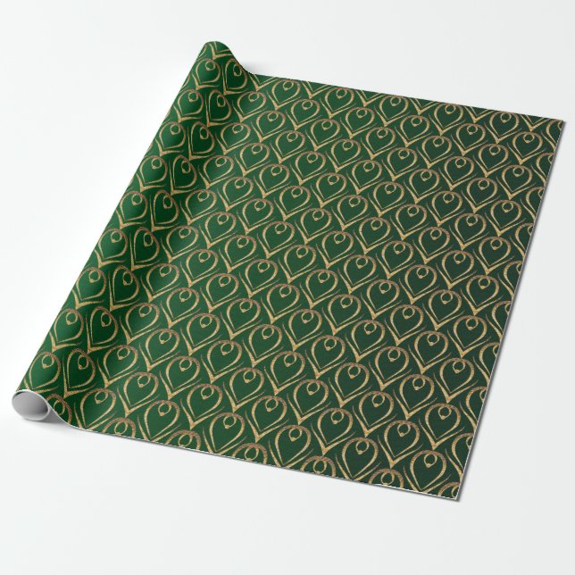 Elegantes Emerald Green Gold Weihnachtsgeschenk Geschenkpapier (Ungerollt)