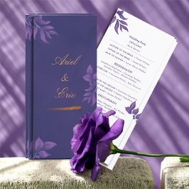 Elegantes Emerald Lila Eucalyptus Wedding Program