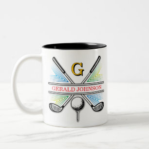 Elegantes energetisches Golf Monogram Design Zweifarbige Tasse