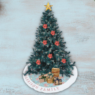 Elegantes Entenei Blau Holly Weihnachten Polyester Weihnachtsbaumdecke
