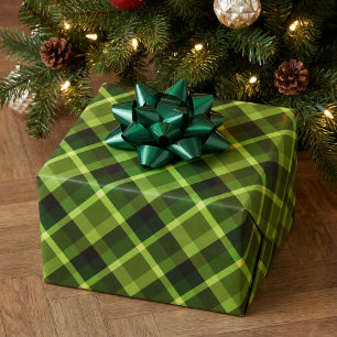 Elegantes Erbsengrün-Karomuster-Geschenkpapier Geschenkpapier