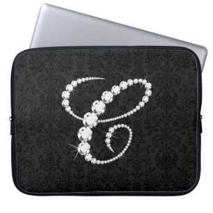 Elegantes erstes C-Sparkling-Diamanten-Monogramm Laptopschutzhülle