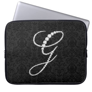 Elegantes erstes G-Sparkling-Diamanten-Monogramm Laptopschutzhülle