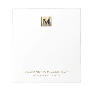 Elegantes erstes Logo in Weiß und Gold Notizblock