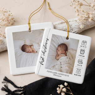 Elegantes erstes Weihnachten des Babys Geburt-Stat Keramikornament