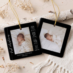 Elegantes erstes Weihnachts-Birth-Stats-Foto für B Keramikornament