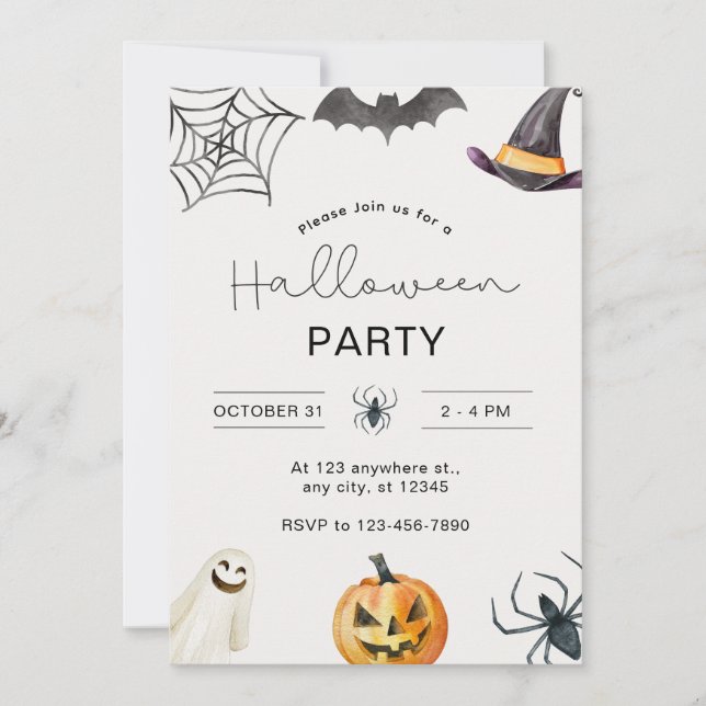 Elegantes erwachsenes Halloween-Party mit eigener  Einladung (Vorderseite)