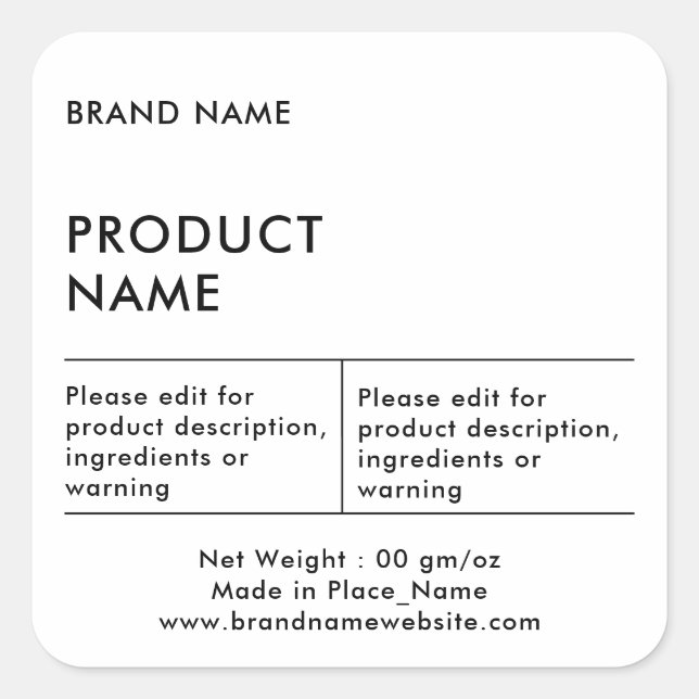 Elegantes Etikett für Minimalistische Markenbezeic Quadratischer Aufkleber (Vorderseite)