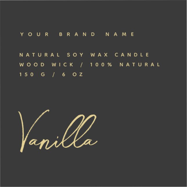 Elegantes Etikett für schwarze goldene Kerzen (Vorderseite)